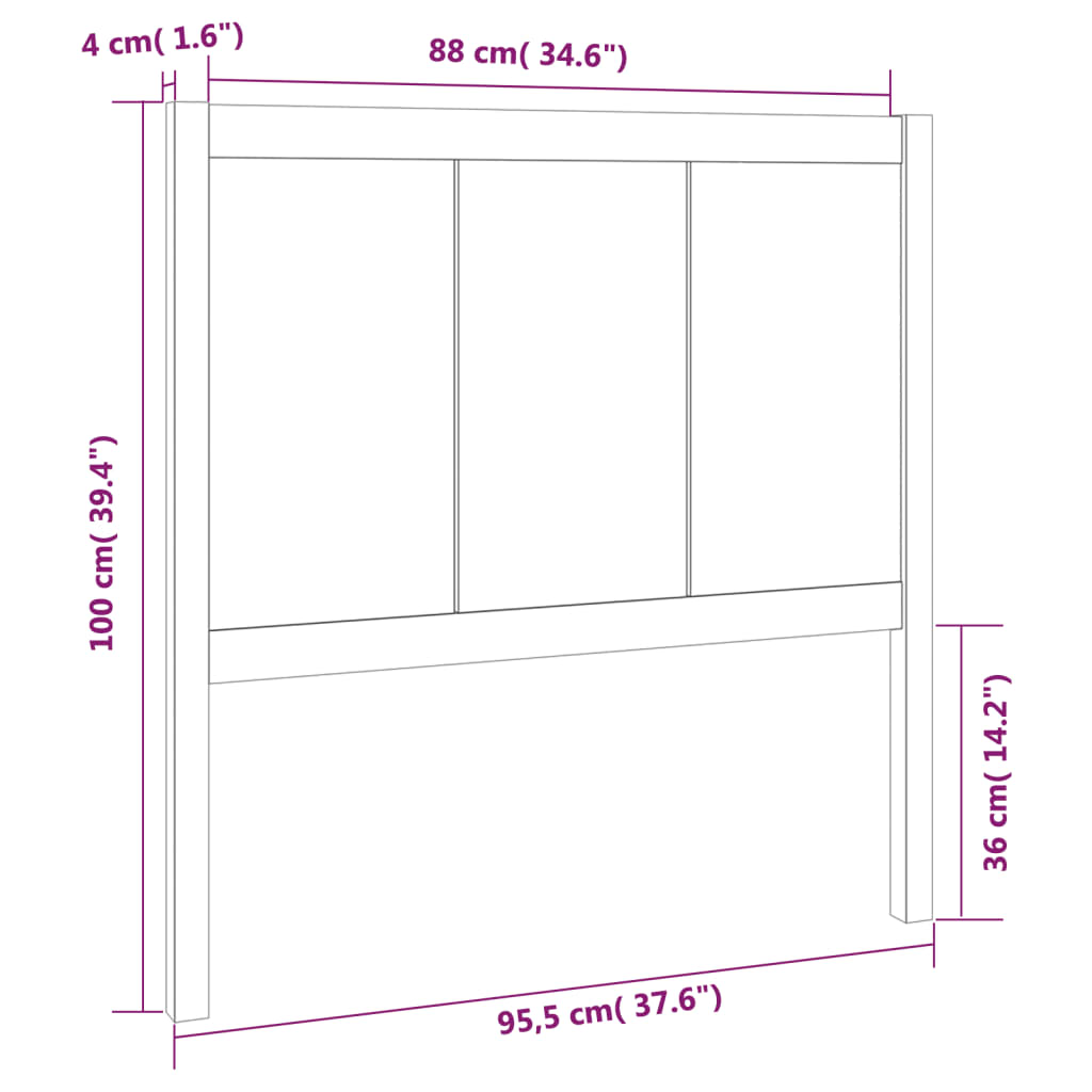 vidaXL Bed Headboard Black 95.5x4x100 cm Solid Pine Wood