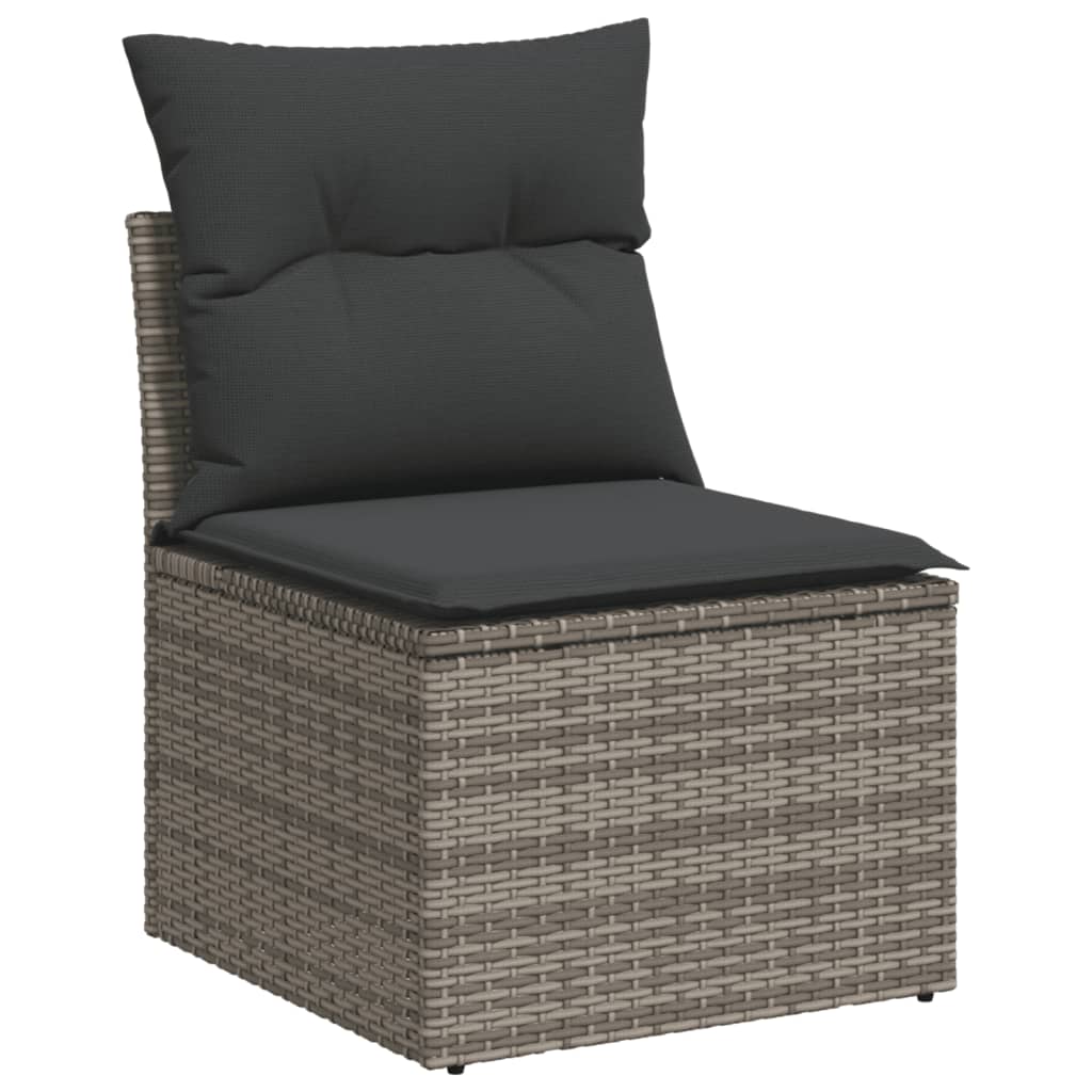 vidaXL 14 Piece Garden Sofa Set with Cushions Grey Poly Rattan