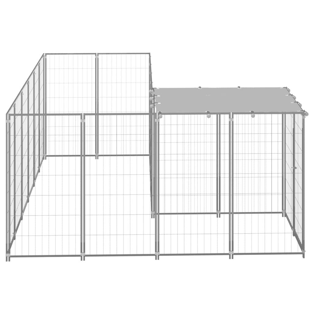 vidaXL Dog Kennel Silver 4.84 m² Steel