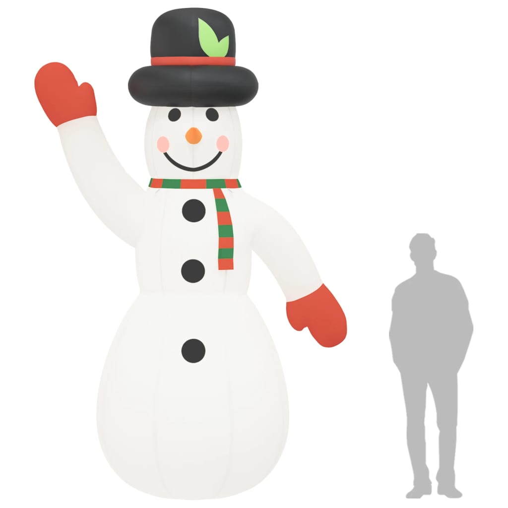 vidaXL Christmas Inflatable Snowman with LEDs 370 cm