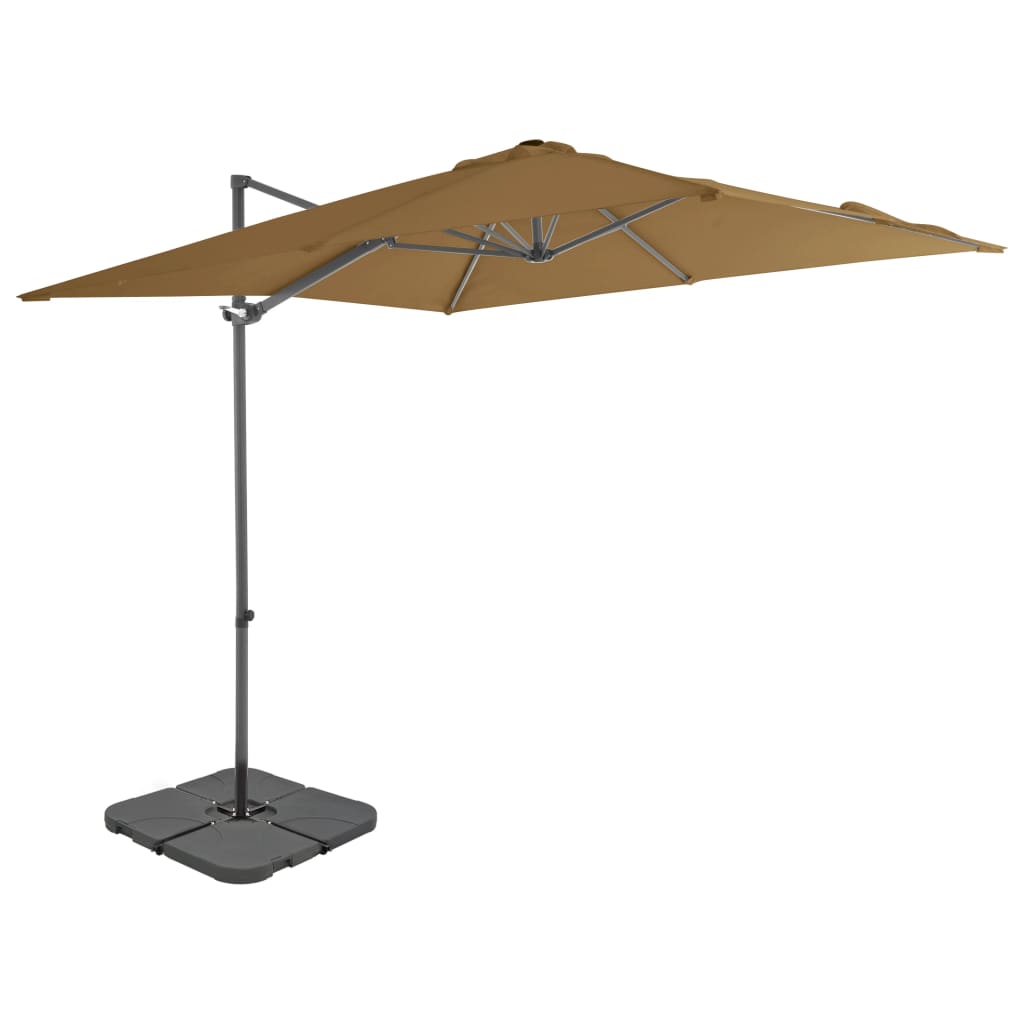 vidaXL Garden Parasol with Portable Base Taupe