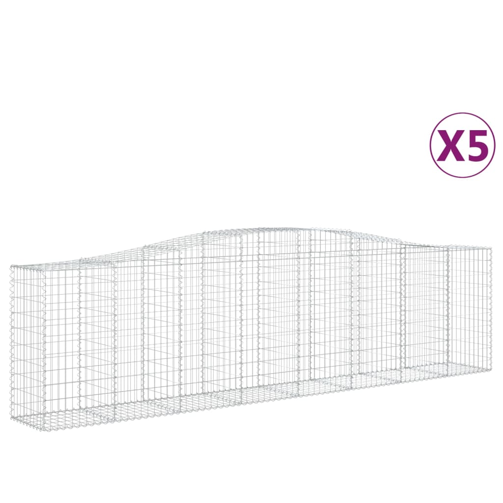 vidaXL Arched Gabion Baskets 5 pcs 400x50x100/120 cm Galvanised Iron