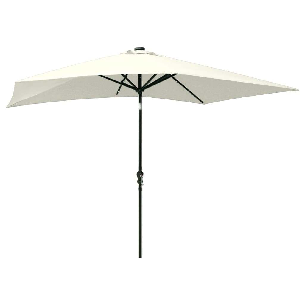 vidaXL Garden Parasol with LEDs and Steel Pole Sand 2x3 m