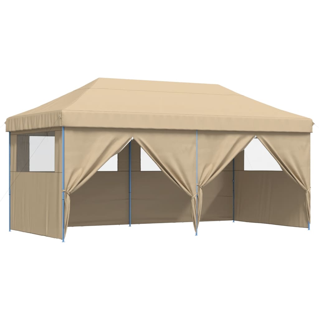 vidaXL Foldable Party Tent Pop-Up with 4 Sidewalls Beige