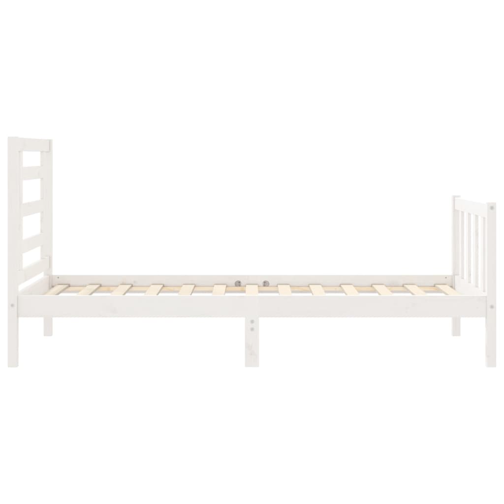 vidaXL Bed Frame without Mattress White Single Solid Wood Pine