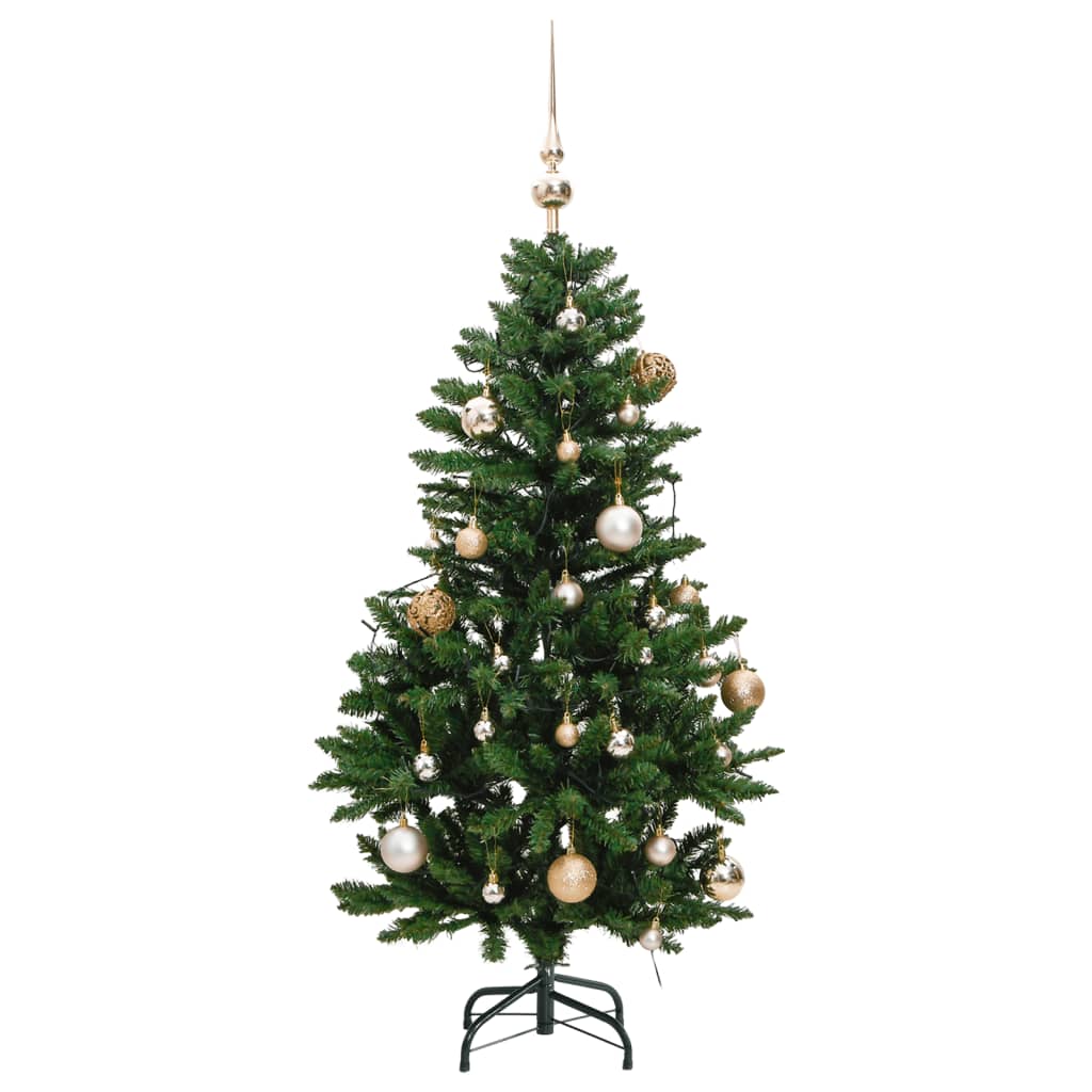 vidaXL Artificial Hinged Christmas Tree 150 LEDs & Ball Set 150 cm