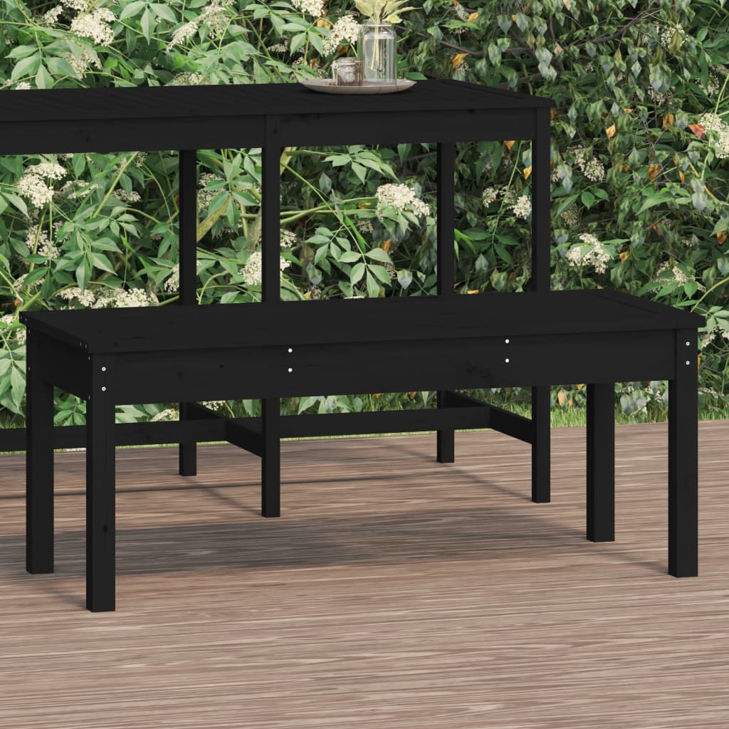 vidaXL Garden Bench Black 109x44x45 cm Solid Wood Pine