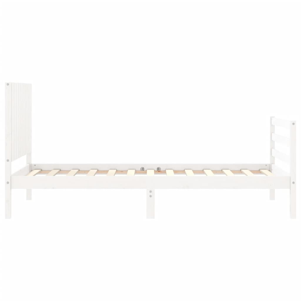 vidaXL Bed Frame without Mattress White Single Solid Wood