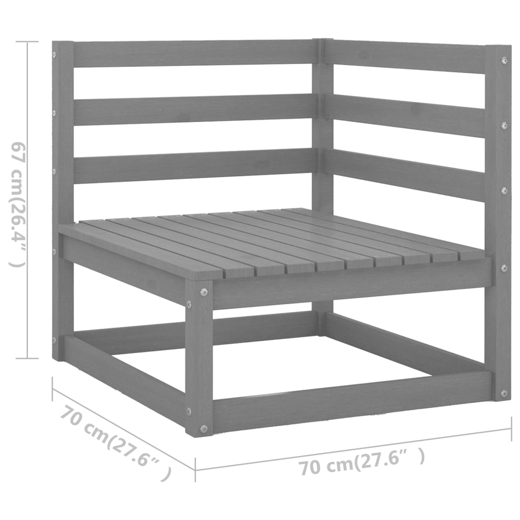 vidaXL 8 Piece Garden Lounge Set Grey Solid Pinewood