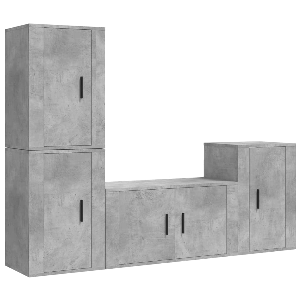 vidaXL 4 Piece TV Cabinet Set Concrete Grey Engineered Wood