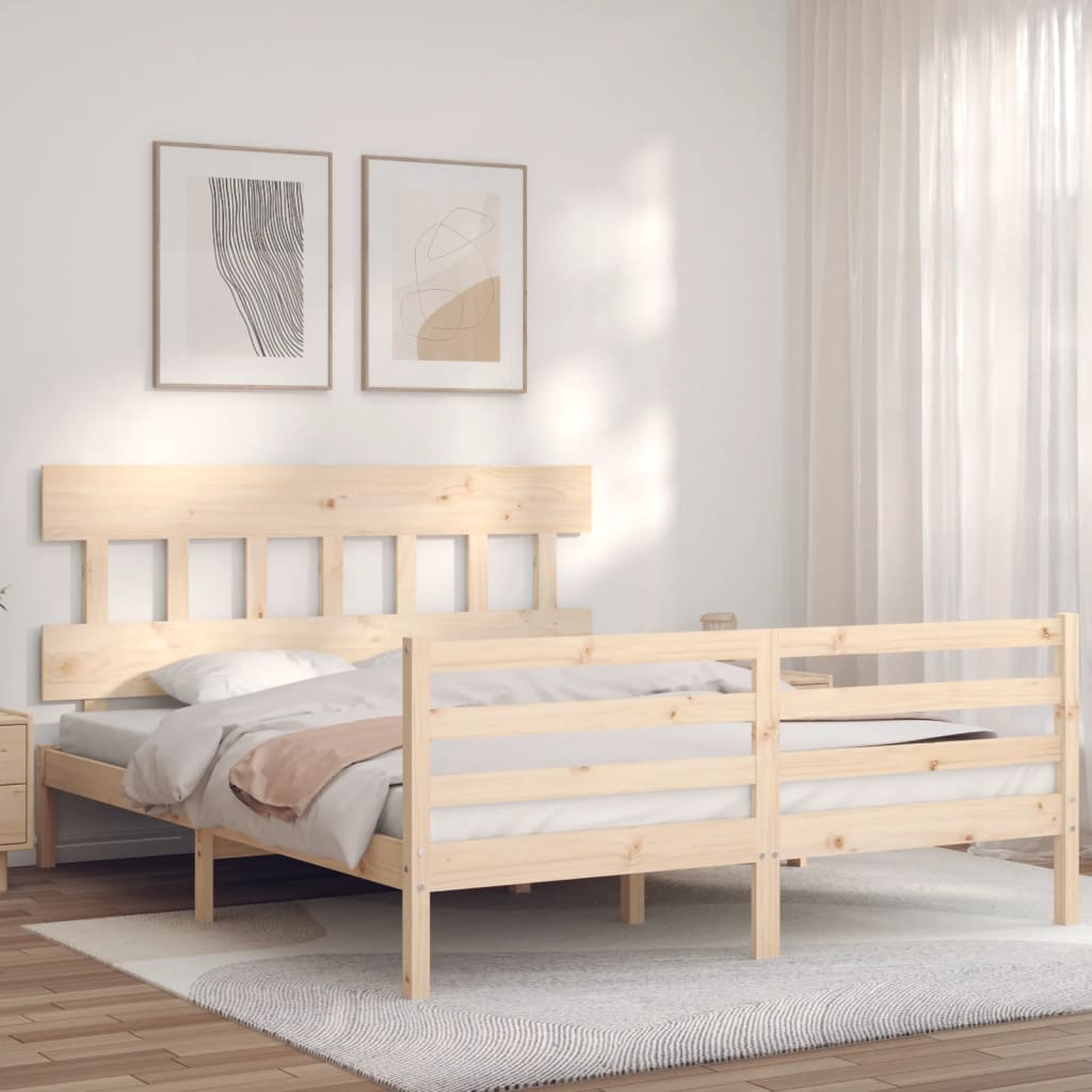 vidaXL Bed Frame without Mattress King Size Solid Wood