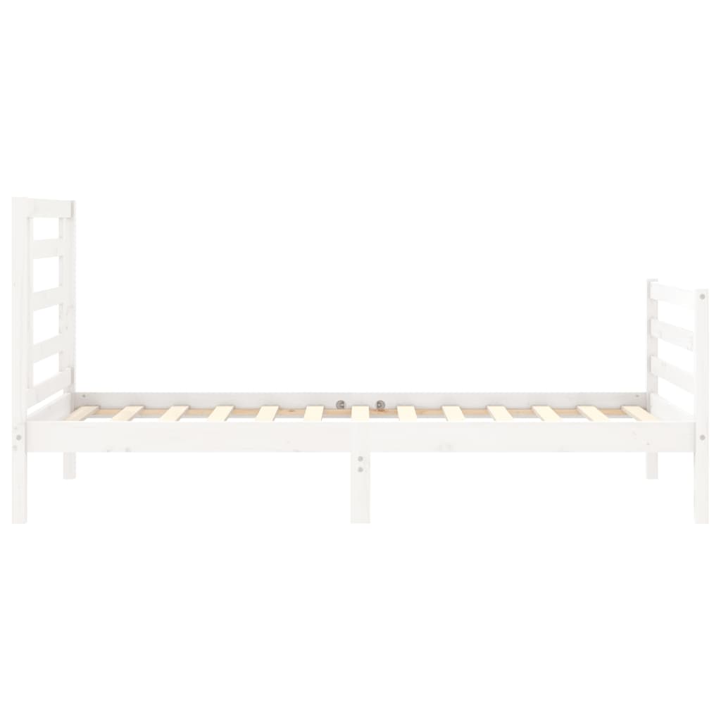 vidaXL Bed Frame without Mattress White Single Solid Wood