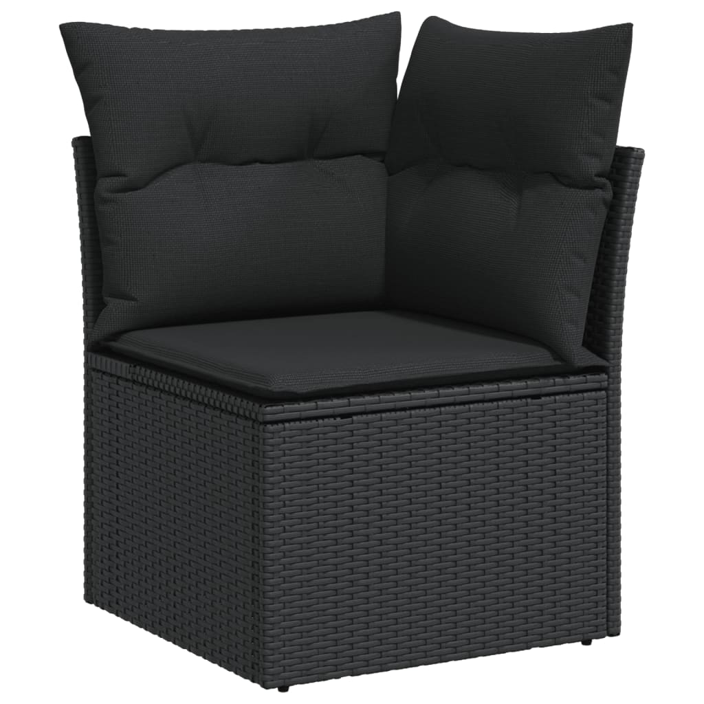 vidaXL 13 Piece Garden Sofa Set with Cushions Black Poly Rattan