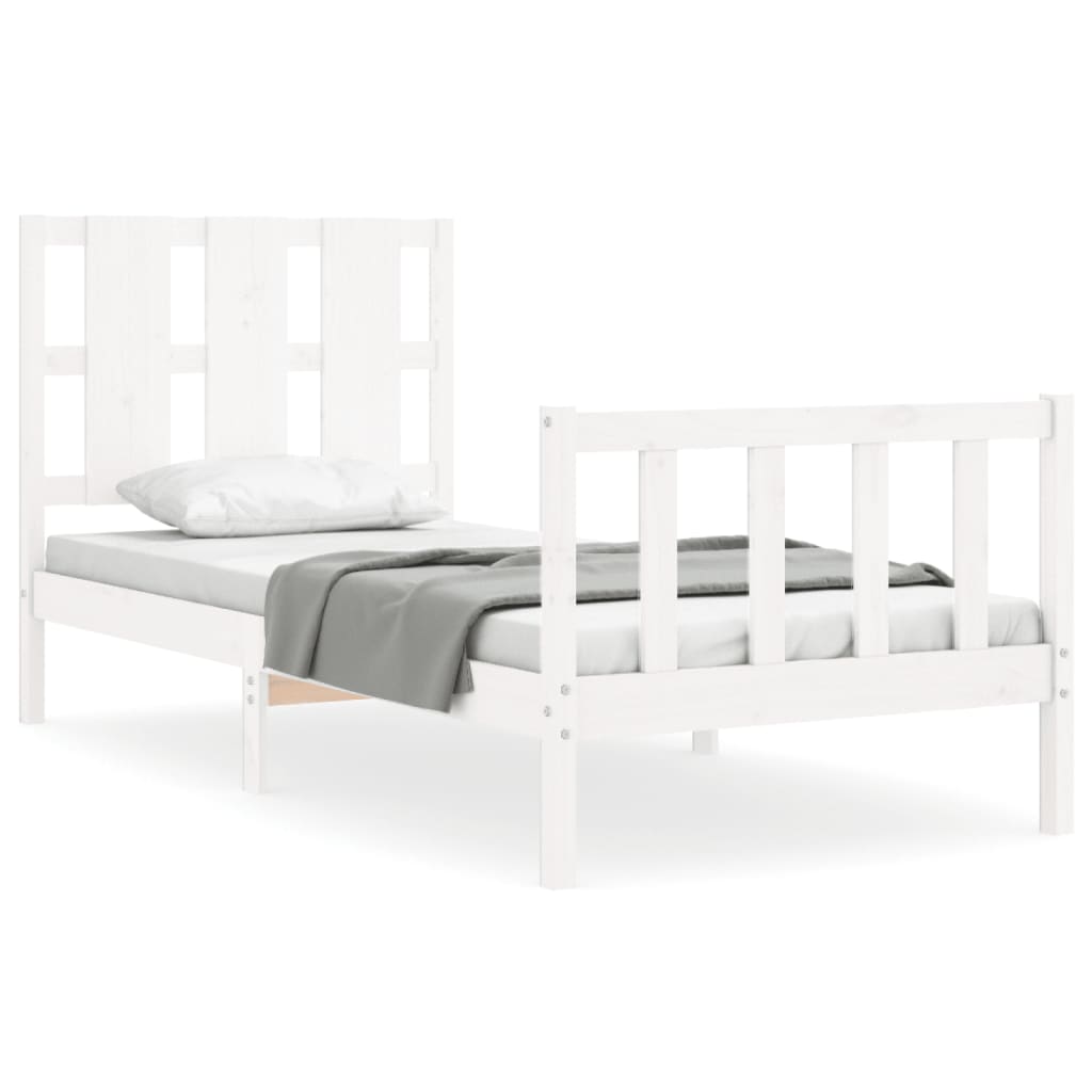 vidaXL Bed Frame without Mattress White 90x190 cm Single Solid Wood Pine