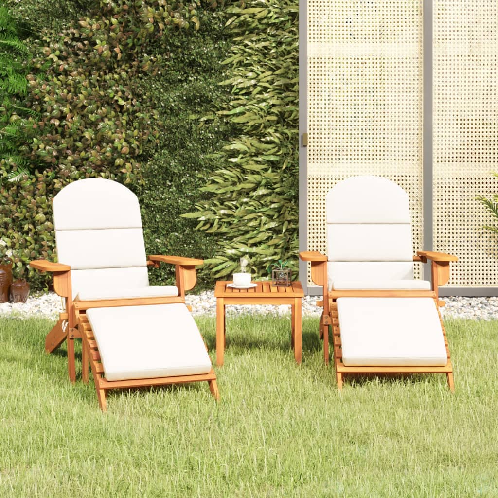 vidaXL 3 Piece Adirondack Garden Lounge Set Solid Wood Acacia