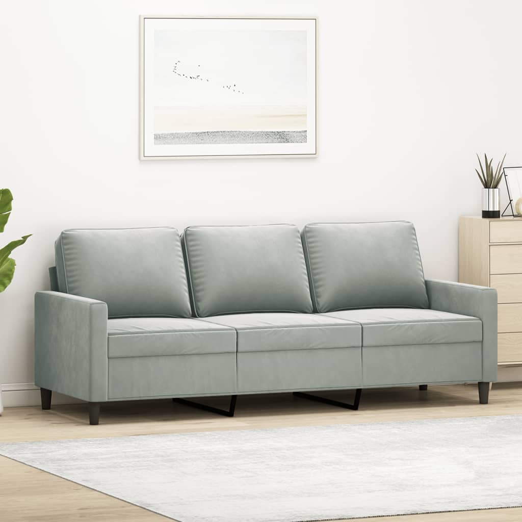 vidaXL 3-Seater Sofa Light Grey 180 cm Velvet