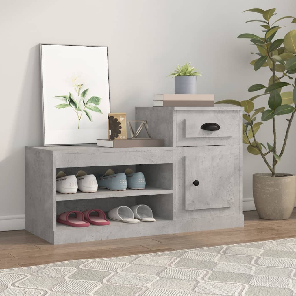 vidaXL Shoe Cabinet Concrete Grey 100x42x60 cm Engineered Wood