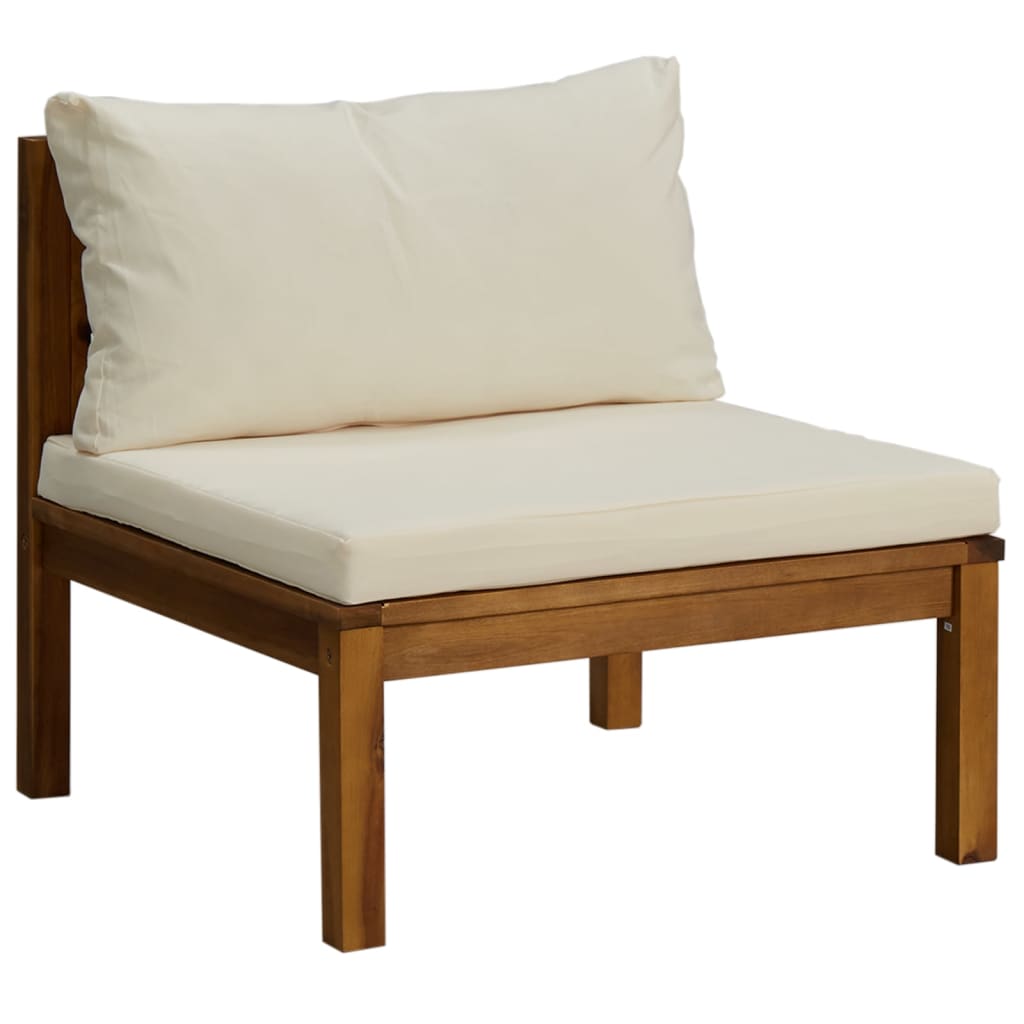 vidaXL 3 Piece Garden Lounge Set with Cream Cushion Solid Acacia Wood