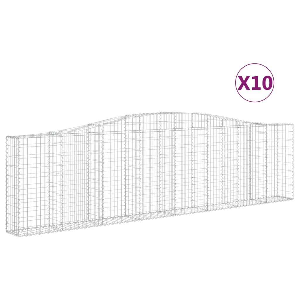 vidaXL Arched Gabion Baskets 10 pcs 400x30x100/120 cm Galvanised Iron