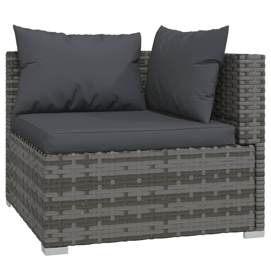 vidaXL 10 Piece Garden Lounge Set with Cushions Poly Rattan Grey