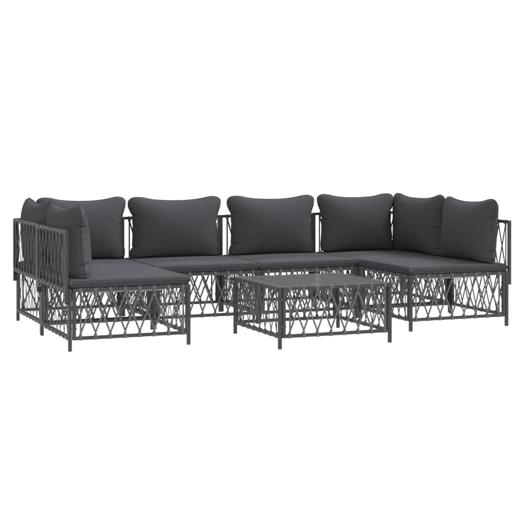 vidaXL 7 Piece Garden Lounge Set with Cushions Anthracite Steel