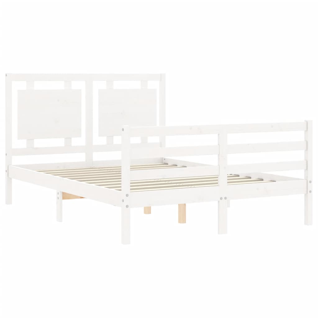 vidaXL Bed Frame without Mattress White Double Solid Wood