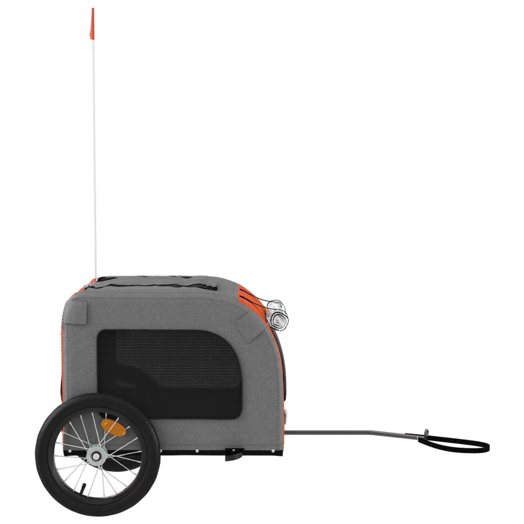 vidaXL Pet Bike Trailer Orange and Grey Oxford Fabric and Iron