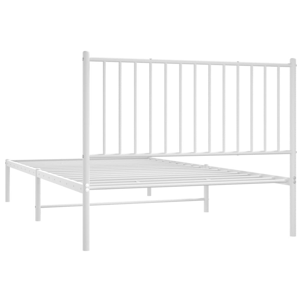 vidaXL Metal Bed Frame without Mattress with Headboard White 107x203 cm