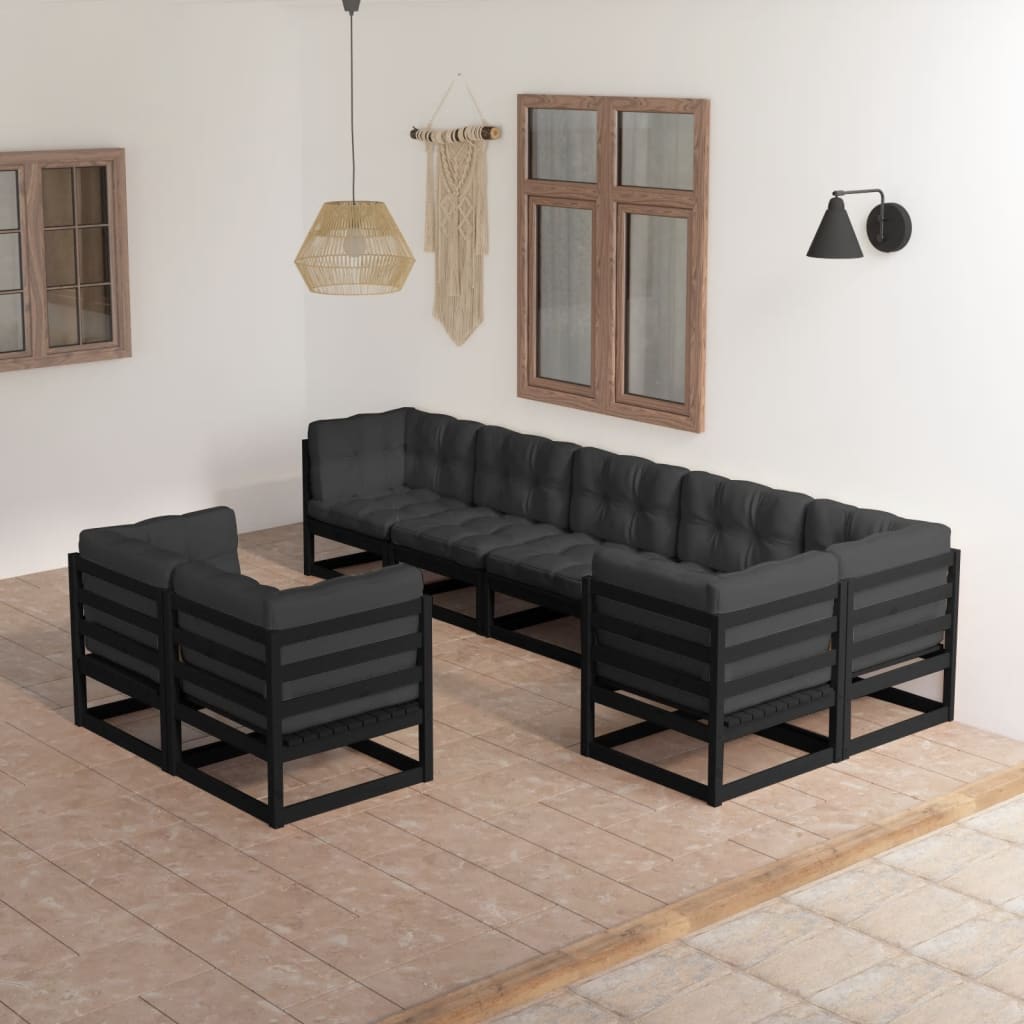 vidaXL 8 Piece Garden Lounge Set with Cushions Solid Pinewood