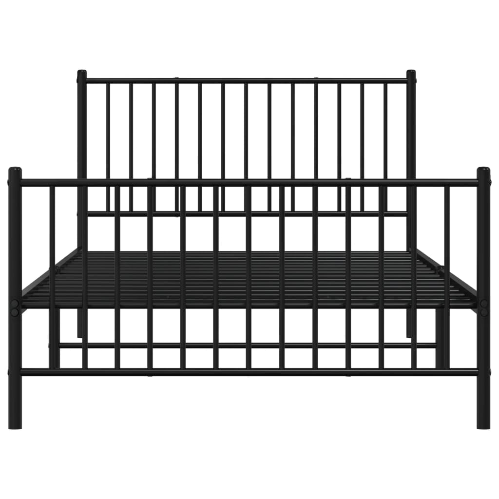 vidaXL Metal Bed Frame without Mattress with Footboard Black 107x203 cm