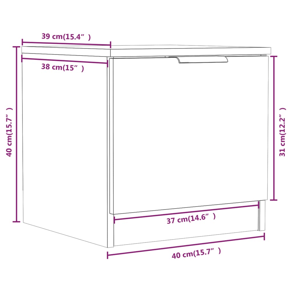 vidaXL Bedside Cabinets 2 pcs Smoked Oak 40x39x40 cm