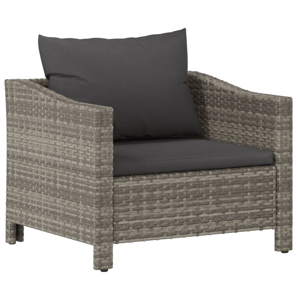 vidaXL Garden Armchair with Cushion Grey Poly Rattan