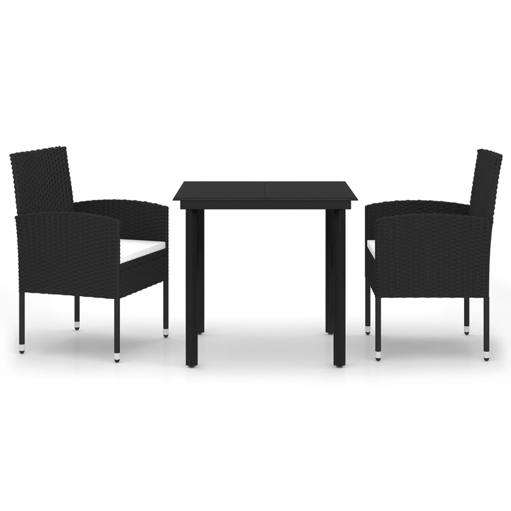 vidaXL 3 Piece Garden Dining Set Black