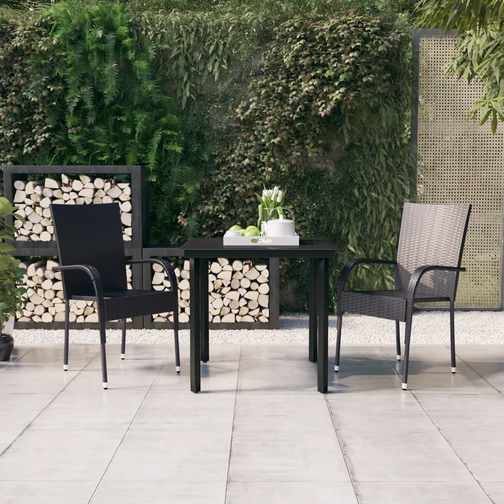 vidaXL 3 Piece Outdoor Dining Set Black