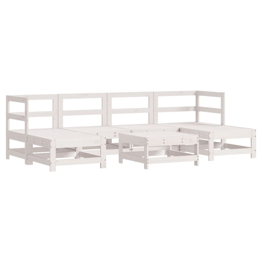 vidaXL 7 Piece Garden Lounge Set with Cushions White Solid Wood