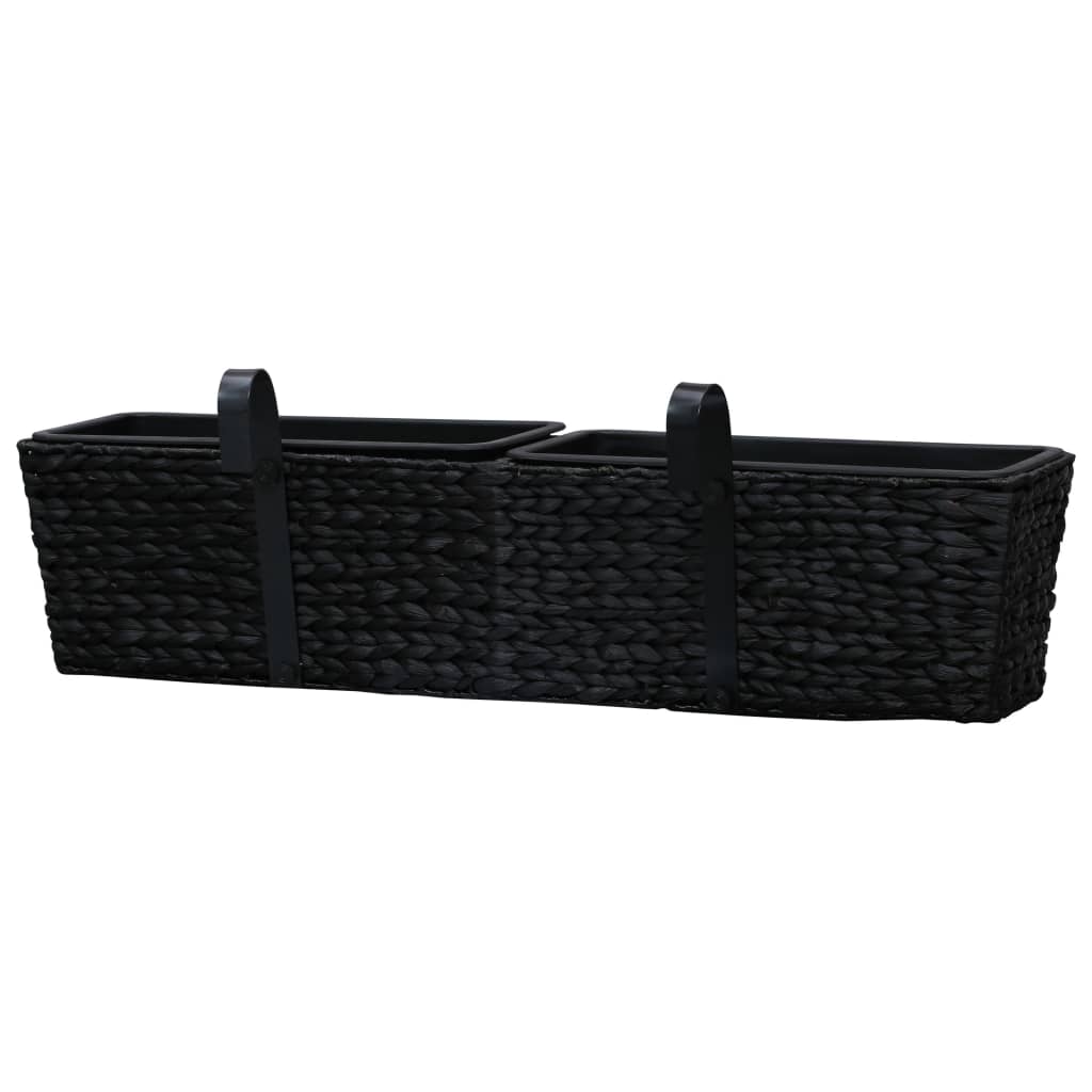 vidaXL Planters 2 pcs Water Hyacinth Black