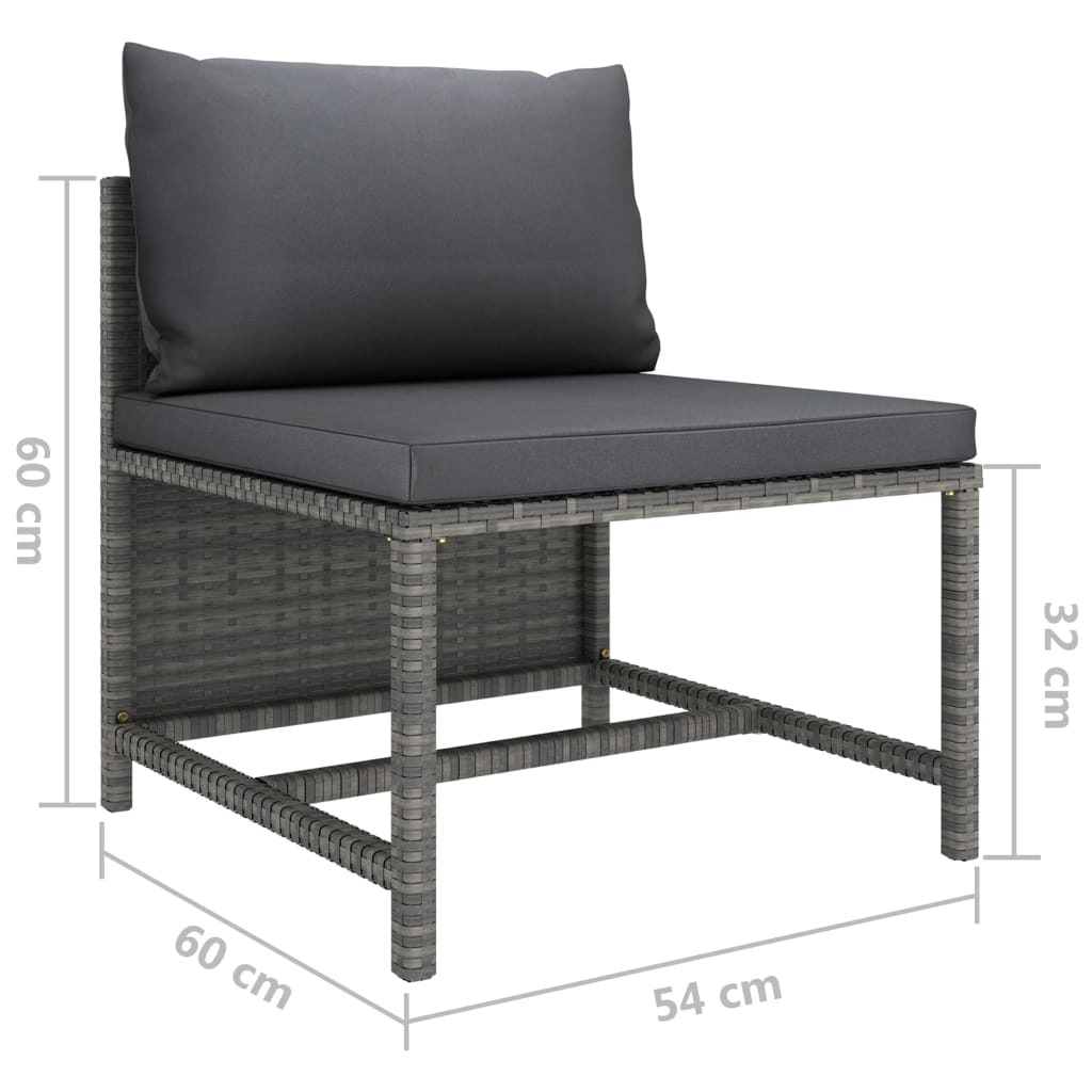 vidaXL 9 Piece Garden Lounge Set with Cushions Poly Rattan Grey