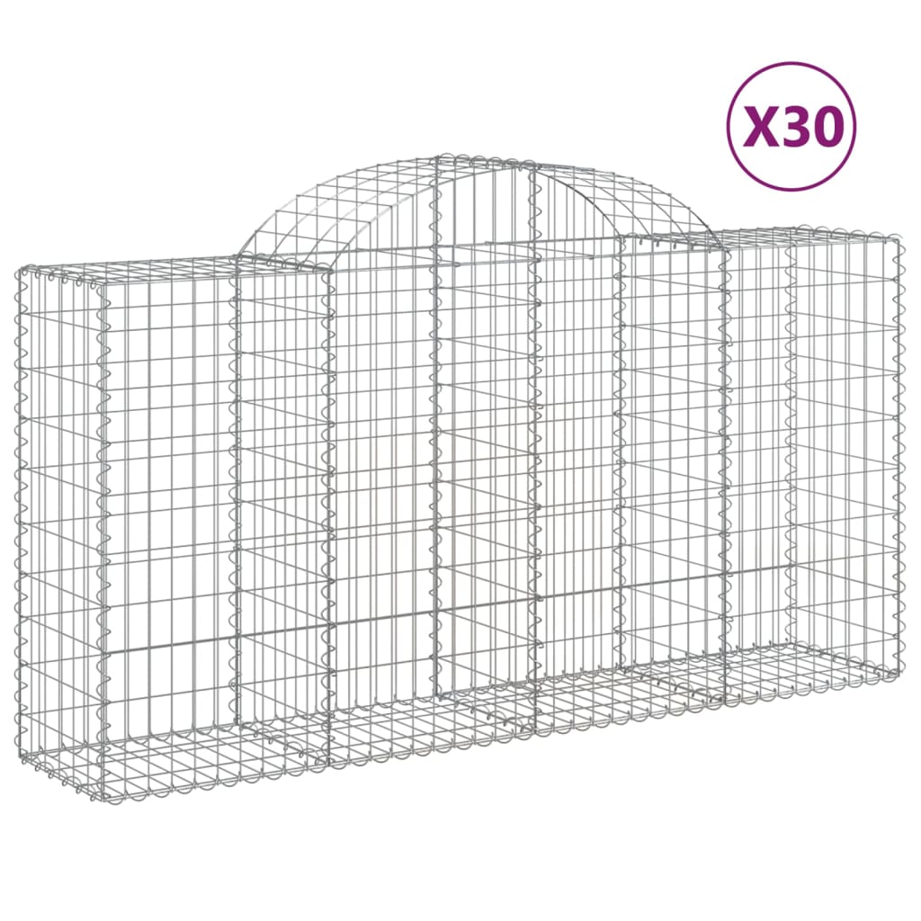 vidaXL Arched Gabion Baskets 30 pcs 200x50x100/120 cm Galvanised Iron