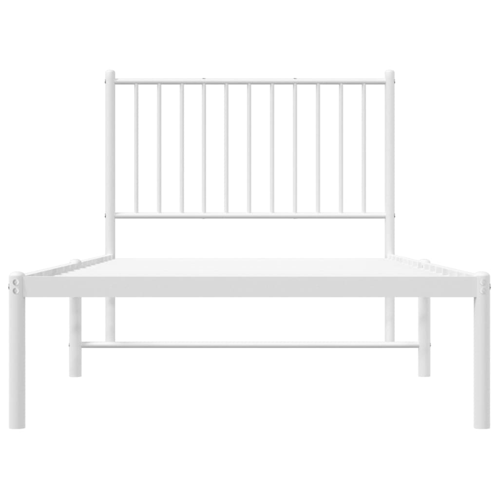 vidaXL Metal Bed Frame without Mattress with Headboard White 90x190 cm Single