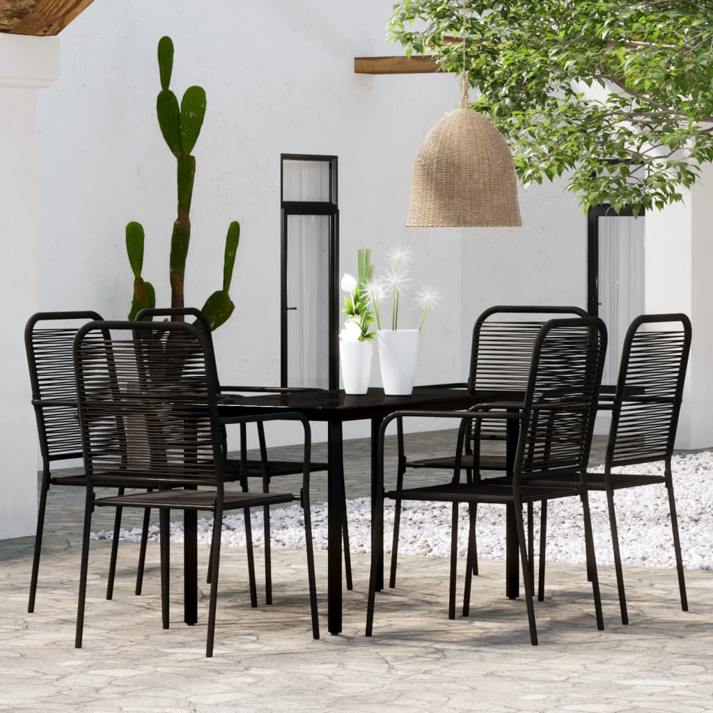 vidaXL 7 Piece Garden Dining Set Black