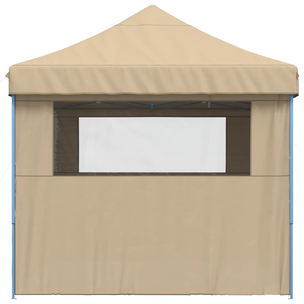 vidaXL Foldable Party Tent Pop-Up with 4 Sidewalls Beige