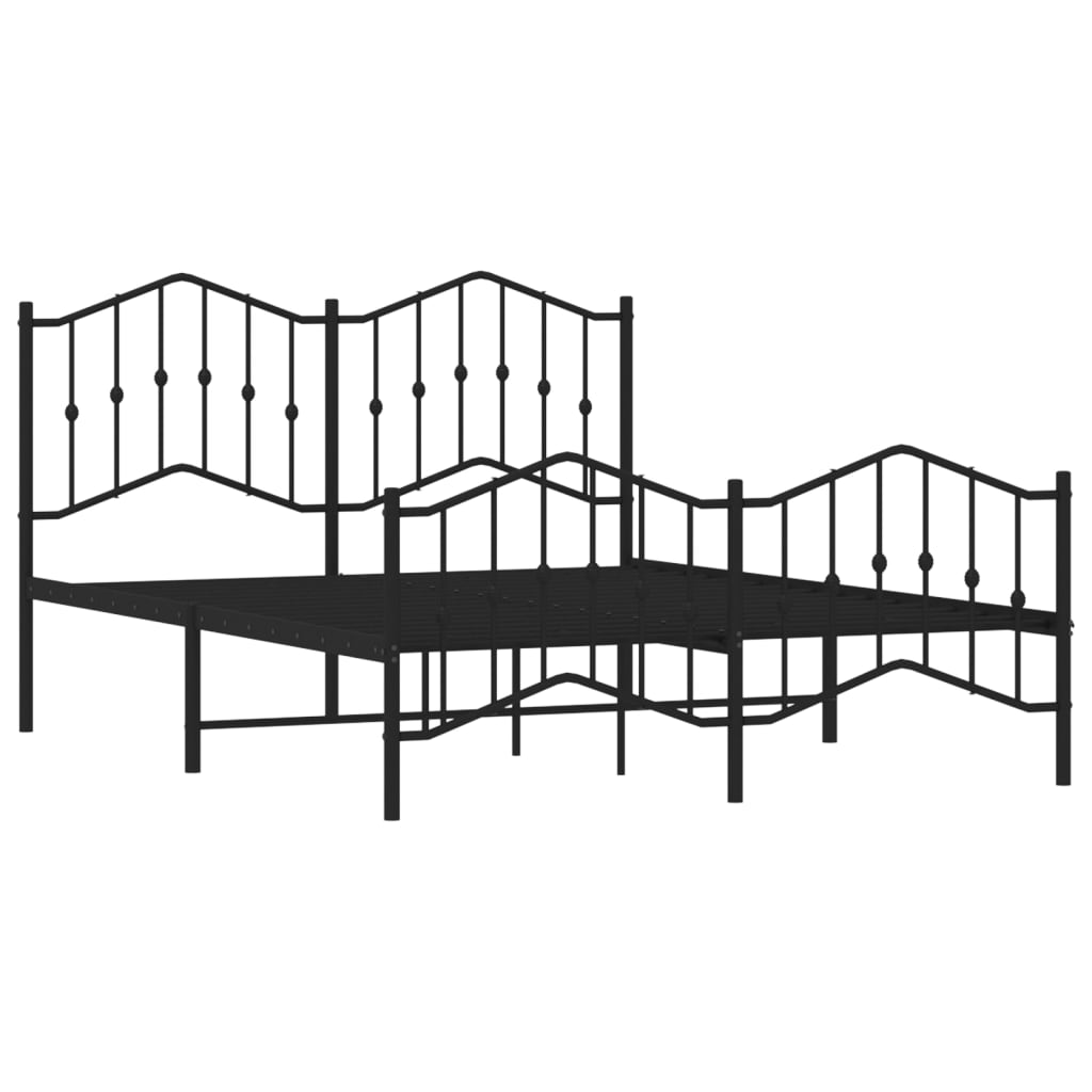 vidaXL Metal Bed Frame without Mattress with Footboard Black 150x200 cm King Size