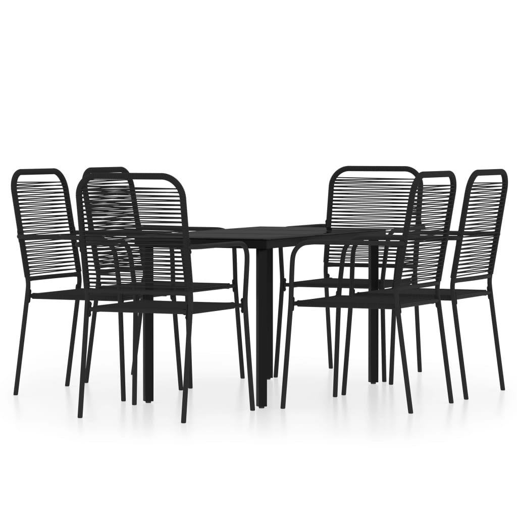 vidaXL 7 Piece Garden Dining Set Black