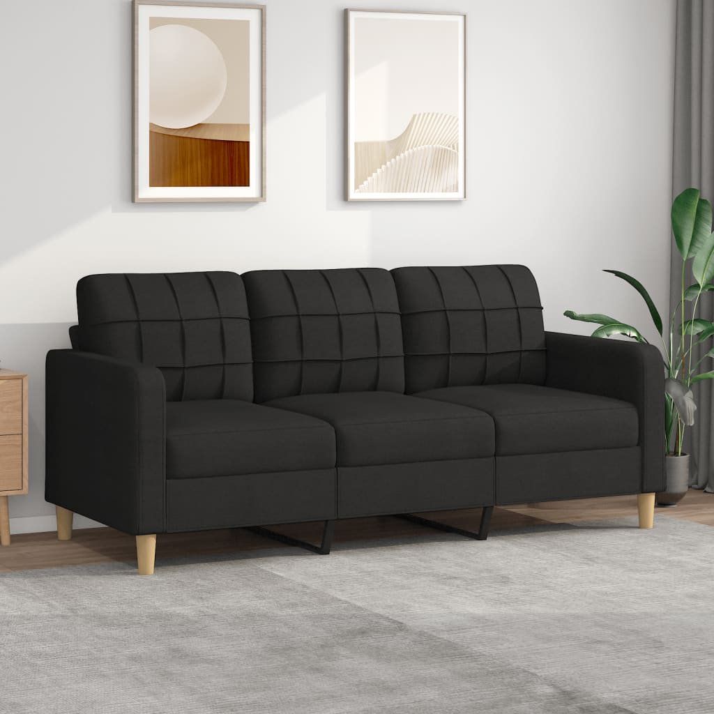 vidaXL 3-Seater Sofa Black 180 cm Fabric