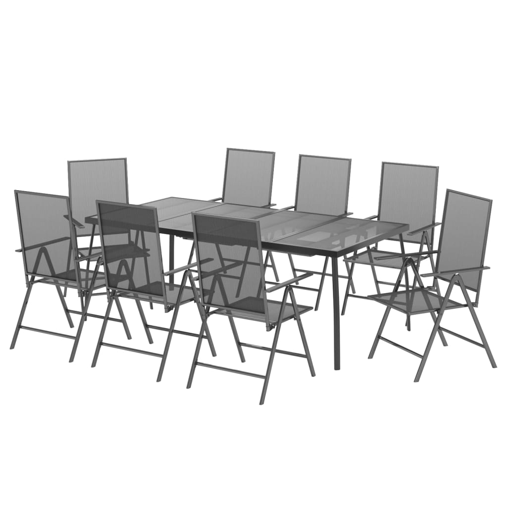 vidaXL 9 Piece Garden Dining Set Anthracite Steel