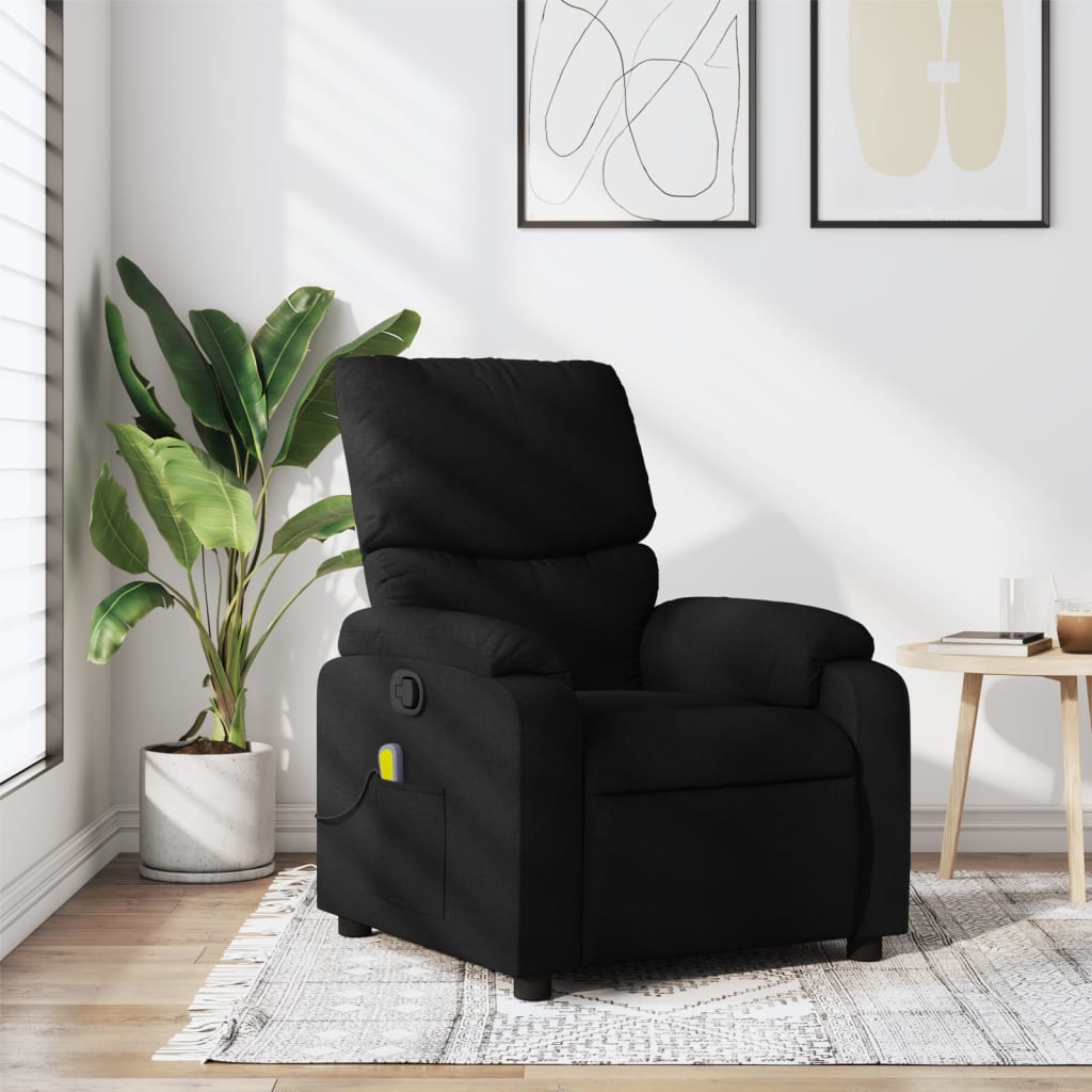 vidaXL Massage Recliner Chair Black Fabric