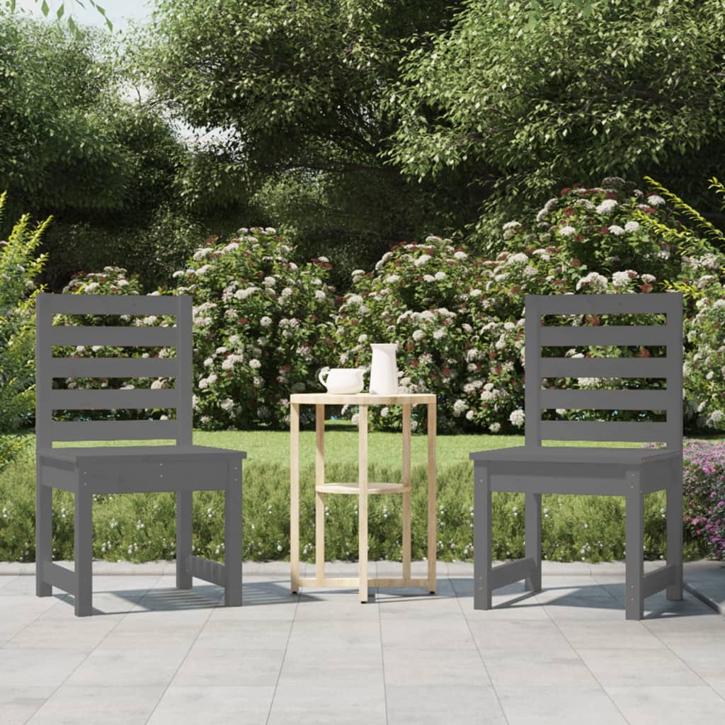 vidaXL Garden Chairs 2 pcs 50x48x91.5 cm Grey Solid Wood Pine