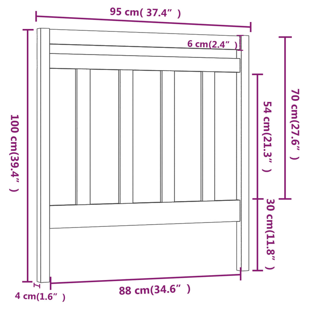 vidaXL Bed Headboard 95x4x100 cm Solid Wood Pine