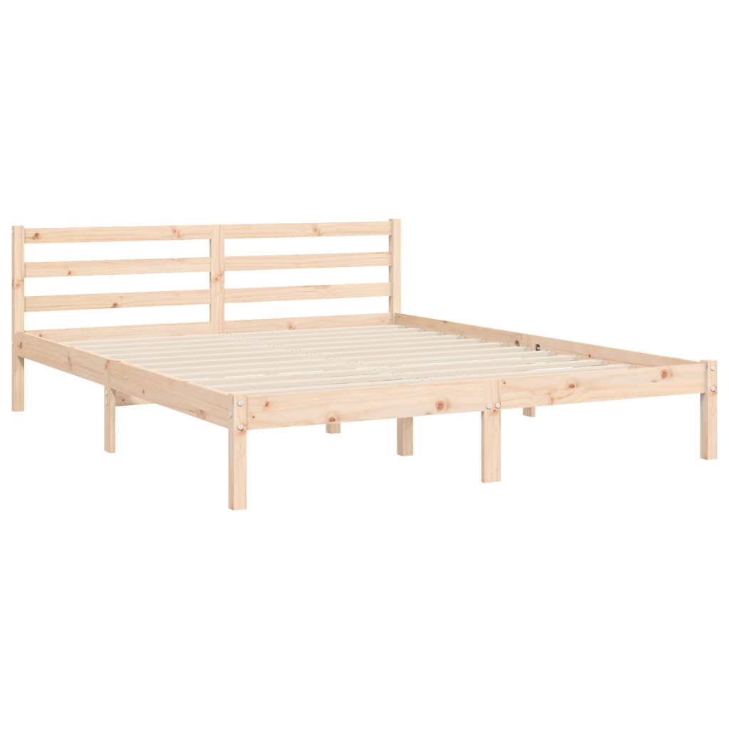 vidaXL Bed Frame with Headboard King Size Solid Wood