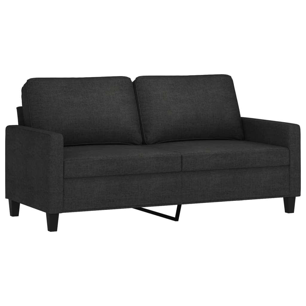 vidaXL 2 Piece Sofa Set with Cushions Black Fabric